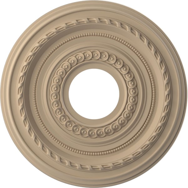Ekena Millwork Cole PVC Medallion (Canopies up to 4 1/4"), 13"OD x 3 1/2"ID x 3/4"P, UltraCover Satin Smokey Beige CMP13COGBE - main